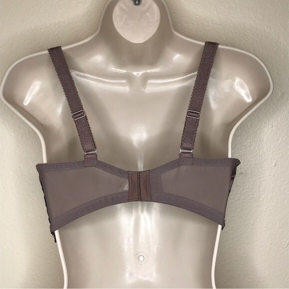 Soma Sensuous Lace Balconet Lined Underwire Bra Taupe Black Womens Size 34DDD - Picture 6 of 12